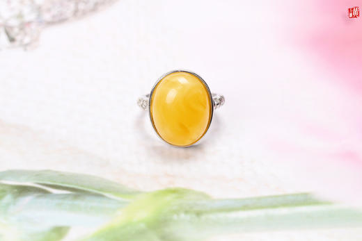 【清瑶】蜜蜡戒指，925银镶 商品图0