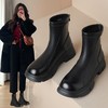 ZHR加绒短靴机车靴皮靴时尚马丁靴英伦风中筒厚底复古女靴子保暖 商品缩略图0