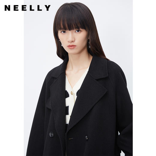 NEELLY纳俪商场同款西装款大衣女冬季双排扣时尚通勤中长款双面呢N23111N01137 商品图2