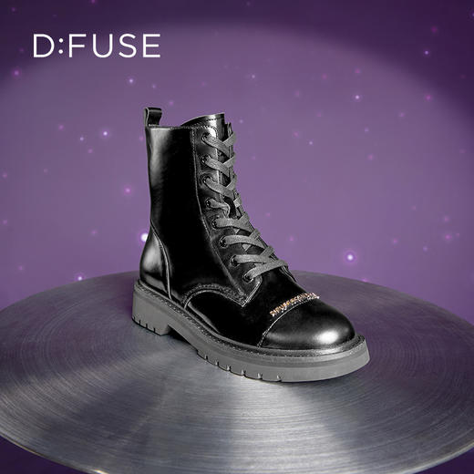 Dfuse迪芙斯冬季新款经典牛皮圆头短靴金属牌件马丁靴DF34116108 商品图4