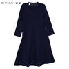 VIVIAN LIU薇薇安刘 R2357402 秋女装新款V领收腰中长款连衣裙 商品缩略图0