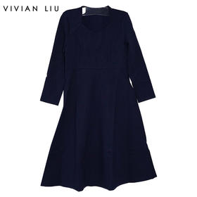 VIVIAN LIU薇薇安刘 R2357402 秋女装新款V领收腰中长款连衣裙