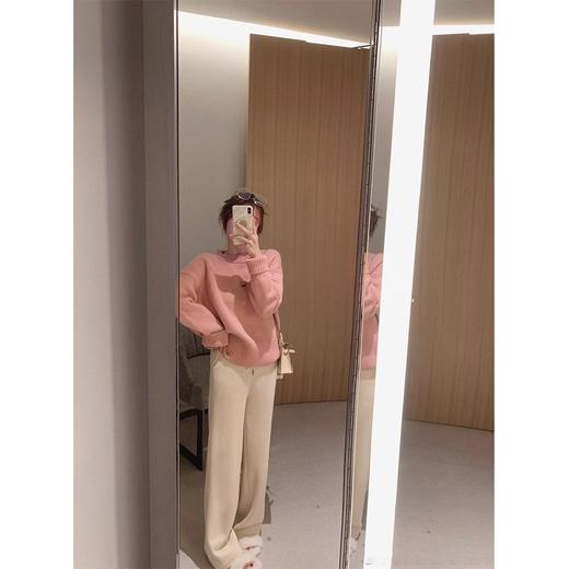 金蘑菇菇 粉金标线 奶糖毛衣/ 100羊毛 600g 加厚简约宽松毛衣 商品图1