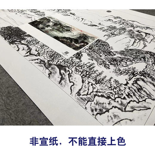 【大彩图】横幅工笔画白描底稿《绿水青山》临摹勾线山水线稿FS12 商品图2