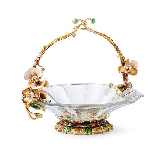 【清货特惠5折】罗比罗丹珐琅彩工艺《兰之恋》果盘创意餐桌大果篮高档家居饰品送礼 商品图0