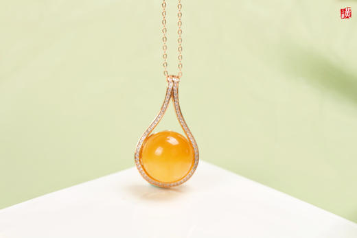 【明月】蜜蜡吊坠，925银镶 商品图0