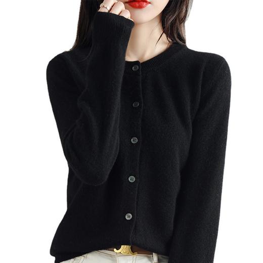 圆领纯色针织开衫，宽松百搭毛衣外套QH-HY050 商品图4