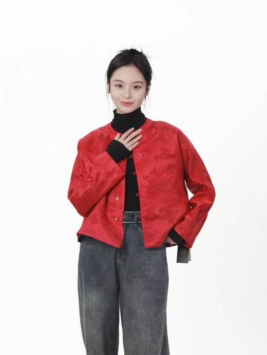 微瑕秒杀|  盛唐牡丹 |真丝花蕾缎女外套[特价品]](特殊商品不退不换) 商品图1