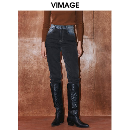 VIMAGE纬漫纪冬季新款时尚通勤休闲显瘦百搭牛仔裤V2005626 商品图2