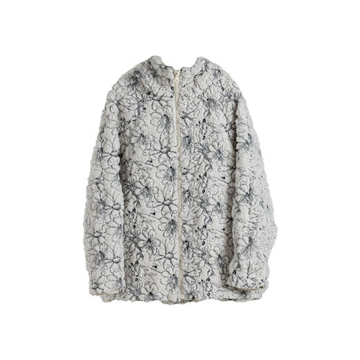 绽放784朵/2023秋冬高端撞色刺绣花卉开襟连帽宽松文艺休闲外套 商品图3