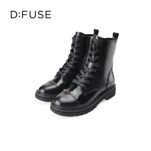 Dfuse迪芙斯冬季新款经典牛皮圆头短靴金属牌件马丁靴DF34116108 商品图6