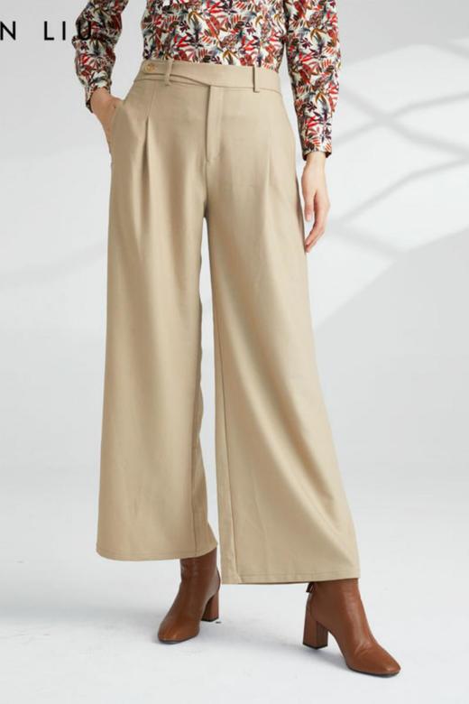 VIVIAN LIU薇薇安刘 R2345002 秋新款高腰腰袢点缀阔腿直筒长裤 商品图5