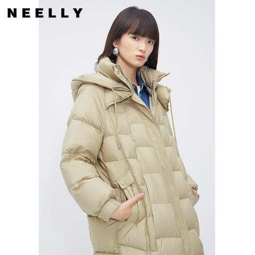 NEELLY纳俪商场同款中长款连帽羽绒服女冬季新款韩版加厚保暖大衣N23111L01142 商品图2