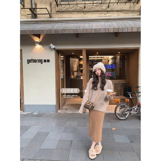 金蘑菇菇 粉金标线 奶糖毛衣/ 100羊毛 600g 加厚简约宽松毛衣 商品图4