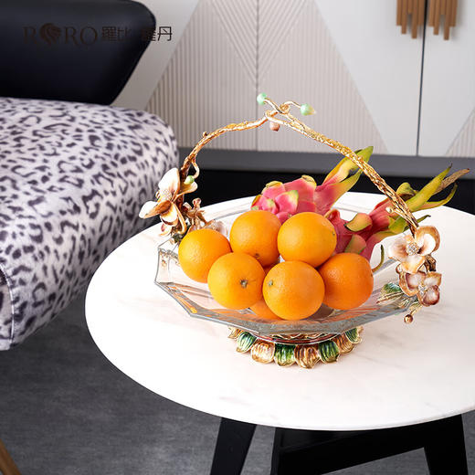 【清货特惠5折】罗比罗丹珐琅彩工艺《兰之恋》果盘创意餐桌大果篮高档家居饰品送礼 商品图5