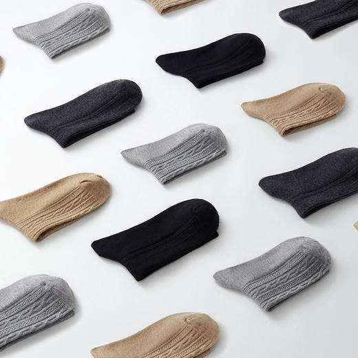 Threegun三枪 羊毛绞花中筒女袜(1双装)-91313Z111 商品图1