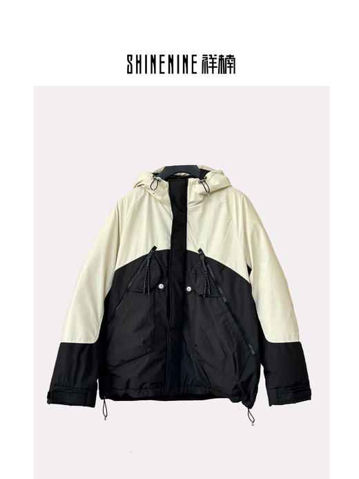 T343874312拼接连帽羽绒服(鹅绒) 商品图0