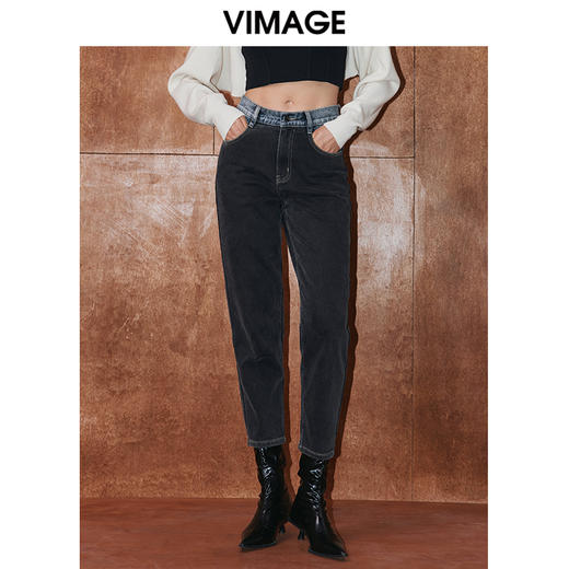 VIMAGE纬漫纪冬季新款时尚通勤休闲显瘦百搭牛仔裤V2005626 商品图0