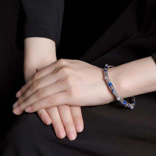 【韶华正茂】S925银和田玉竹叶手镯【CW-SZ01868】 商品图3