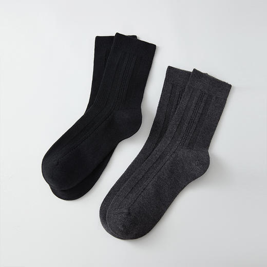 Threegun三枪 羊毛暗纹高筒男袜(1双装)-91314Z111 商品图0