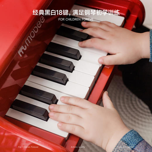 【孩子演奏的第一架钢琴】mobee玩具钢琴 儿童可弹奏的木质早教迷你钢琴 启蒙小琴 经典18键 满足钢琴初学训练 商品图4