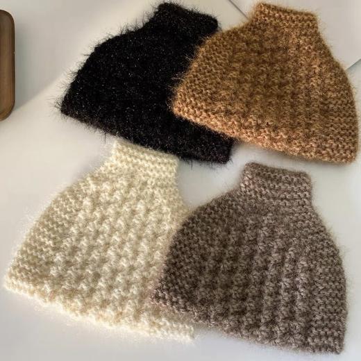 「9.9元包邮！数色可选」秋冬毛线针织发带帽宽边头巾女头饰护耳头套保暖发带围脖发箍两用配饰 商品图1