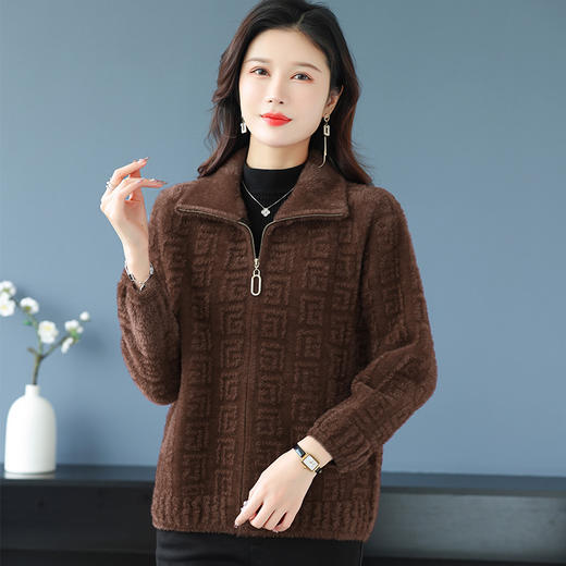 仿水貂绒短外套，中年妈妈秋冬加厚上衣CC-17-9723 商品图2