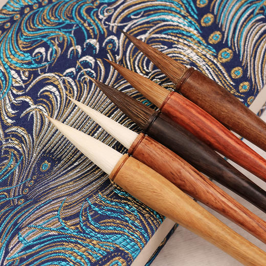 【庆学堂】名师定制毛笔-芷若套装5支 行书/楷书/隶书/草书/篆书毛笔 一体成型笔杆 商品图1