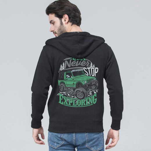 自由基地秋冬男士新款卫衣拉链带帽开衫300克毛圈丛林穿越越野车 NMT-2078 商品图4