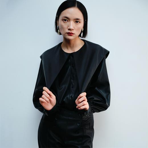 LIYIHAN大方领皮上衣Y234S12890 商品图0