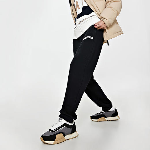 Kappa休闲裤2023新款男字母加绒运动裤黑色长裤收口小脚卫裤K0D72AK80 商品图3