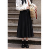 鹿向南《微甜黑巧》黑色压褶半身裙女秋季高腰百褶裙a字中长裙子 商品缩略图1