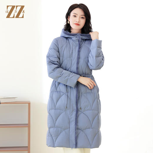 佐尔美冬季新款 时尚连帽貂毛领羽绒服外套女E14YM25 商品图1