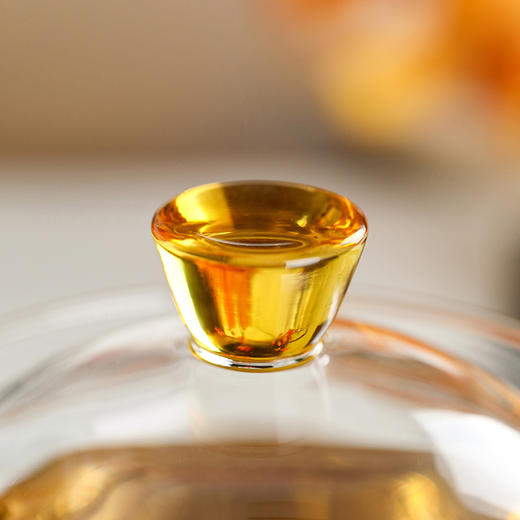 禾器晶彩·禾荷盖碗 玻璃盖碗耐高温玻璃茶碗功夫茶碗三才盖碗盖碗茶 商品图5