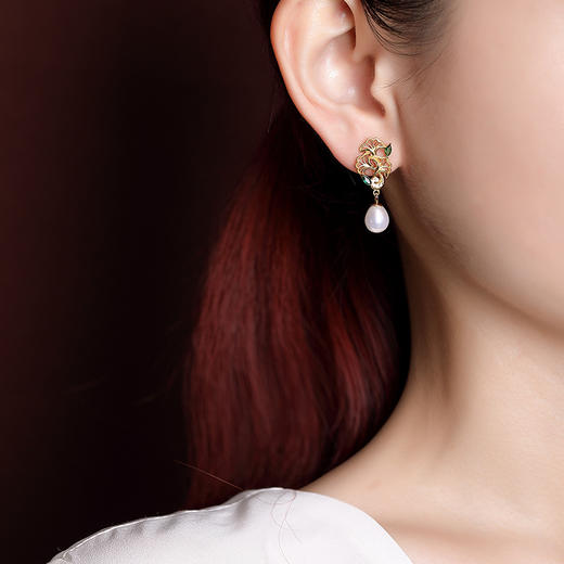 【丽人姿影】S925银镀金珍珠银杏叶耳饰【CW-ED02893】 商品图3