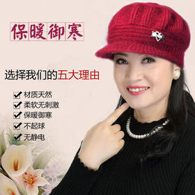 「9.9元包邮！四色可选」秋冬季中老年毛绒保暖帽奶奶帽 加绒灯笼南瓜帽针织绒帽纯色毛线帽配饰