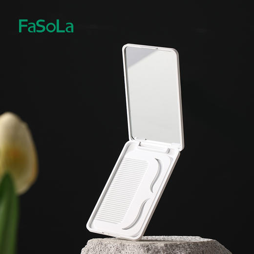 FaSoLa小镜子女随身携带补妆迷你带梳子化妆镜学生宿舍手持折叠镜 商品图3