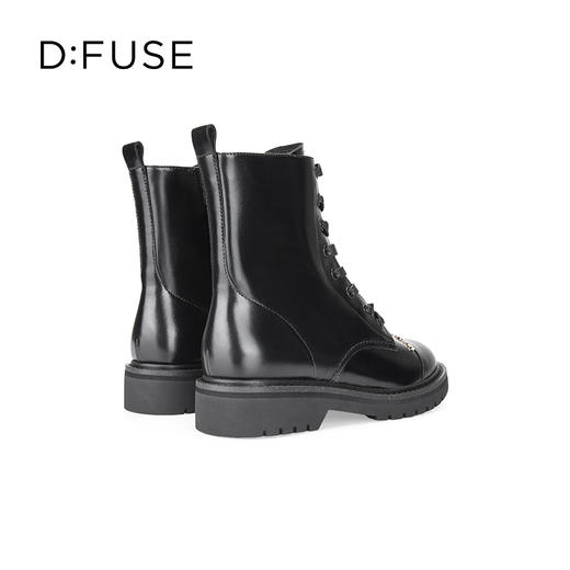 Dfuse迪芙斯冬季新款经典牛皮圆头短靴金属牌件马丁靴DF34116108 商品图7
