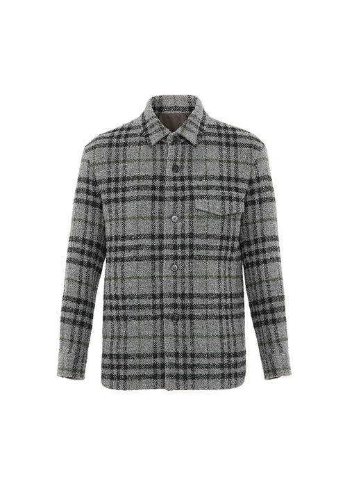 callisto灰色绵羊毛混纺大衣 FSFEC079Y 商品图3