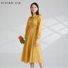 VIVIAN LIU薇薇安刘R2344102秋女装新款小翻领前胸捏褶衬衫连衣裙 商品缩略图0