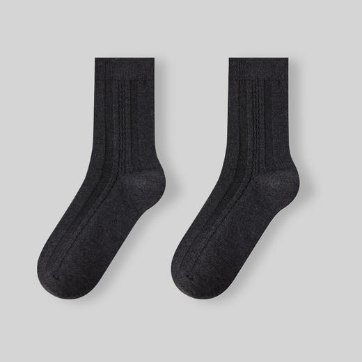 Threegun三枪 羊毛暗纹高筒男袜(1双装)-91314Z111 商品图3