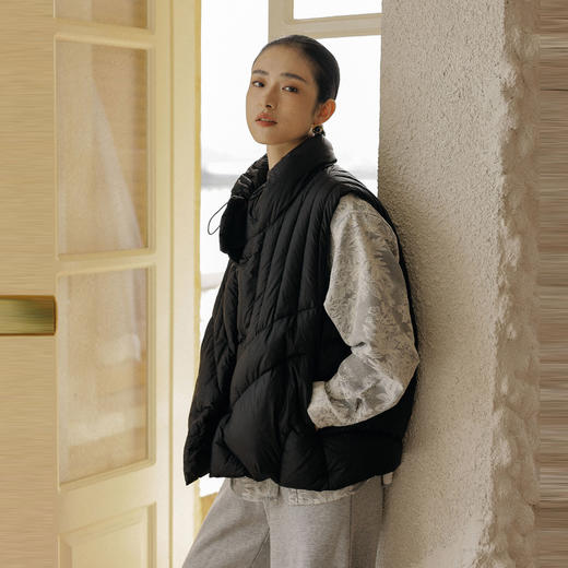 绽放785朵/空气感羽绒马甲压线设计造型感宽松保暖短款背心马夹 商品图2