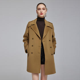 NH931斯尔丽23冬上新时尚减龄正肩显瘦肩部手工辑线双面呢大衣