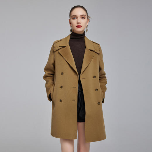 NH931斯尔丽23冬上新时尚减龄正肩显瘦肩部手工辑线双面呢大衣 商品图0