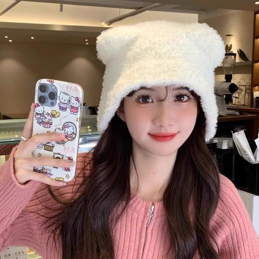 「4色可选！小熊护耳帽」2023新款小熊护耳帽秋冬季保暖毛线帽韩版灰色护耳针织帽配饰 商品图3