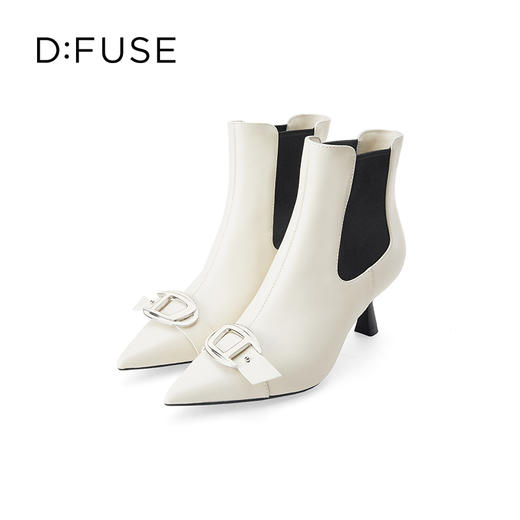 Dfuse迪芙斯冬季款时尚牛皮尖头短靴细高跟切尔西靴DF34116101 商品图9