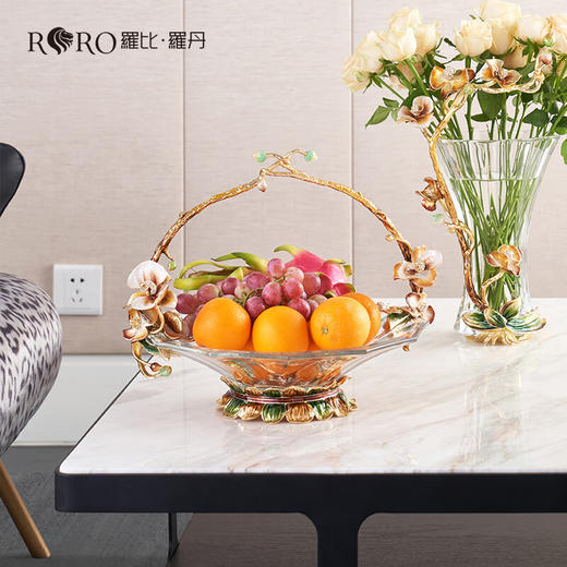 【清货特惠5折】罗比罗丹珐琅彩工艺《兰之恋》果盘创意餐桌大果篮高档家居饰品送礼 商品图2