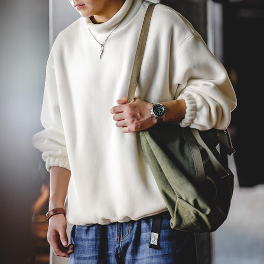 工装优选 美式休闲摇粒绒立领卫衣cityboy宽松慵懒无帽套头衫男秋 商品图3