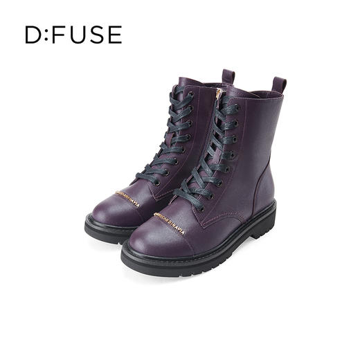 Dfuse迪芙斯冬季新款经典牛皮圆头短靴金属牌件马丁靴DF34116108 商品图9