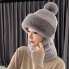 「五色可选！一体帽」2023新款一体帽子女围脖口罩加绒加厚保暖毛绒冬防寒护耳可爱连帽配饰 商品缩略图1